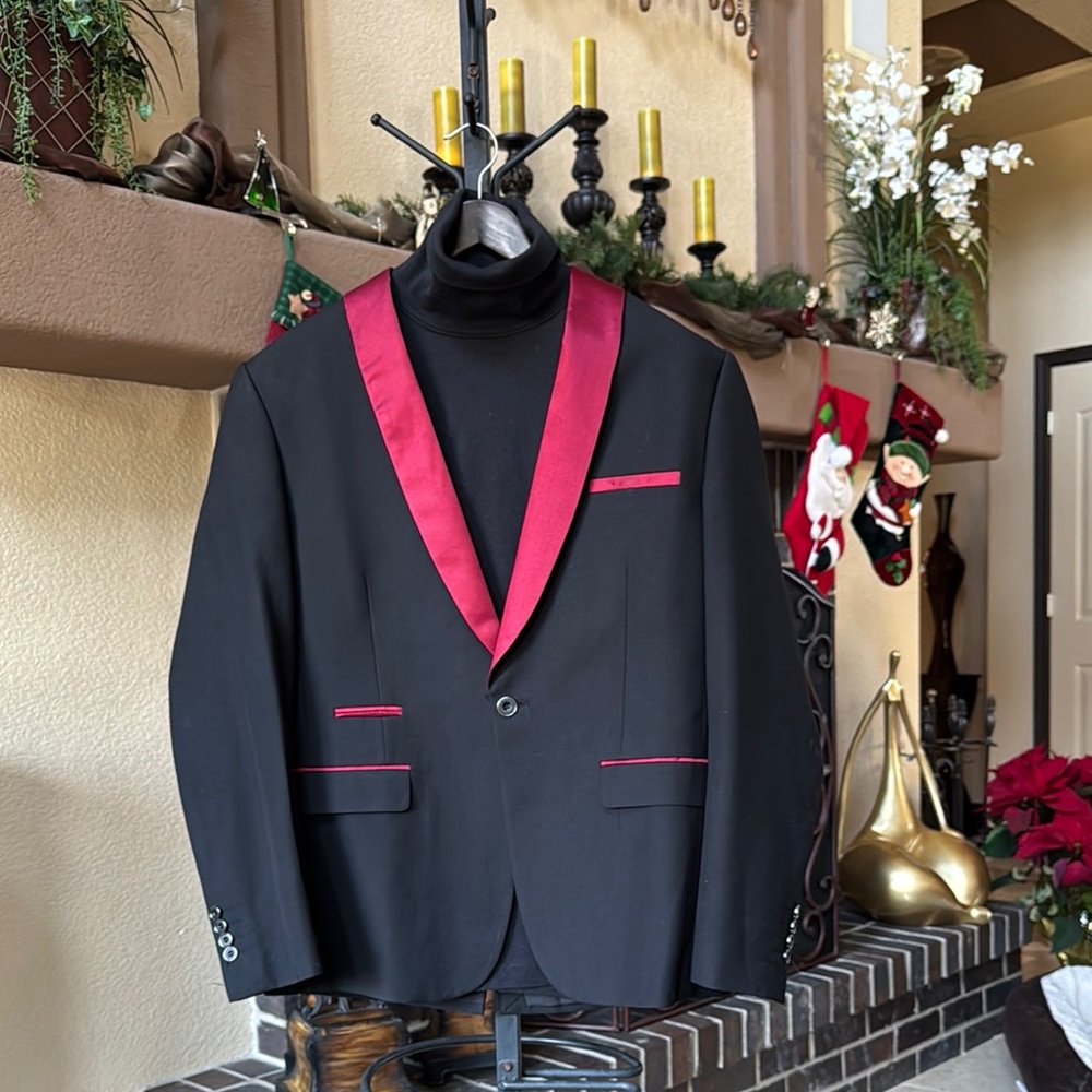 Black and Red Men's Blazer including turtleneck. Both size L
